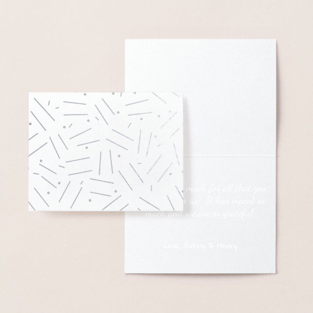 Simple Silver Modern Abstract Random Dot and Lines Foil Card (Display)