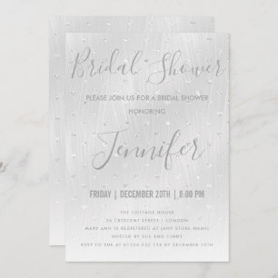 SIMPLE Silver Shimmer Paint Bridal Shower Invitation