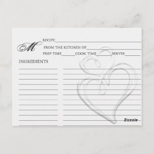 Simple Silver Swirl Hearts Recipe Cards