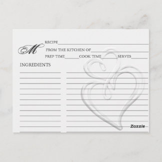 Simple Silver Swirl Hearts Recipe Cards
