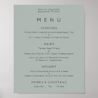 Simple Silvery Sage Green Wedding Menu