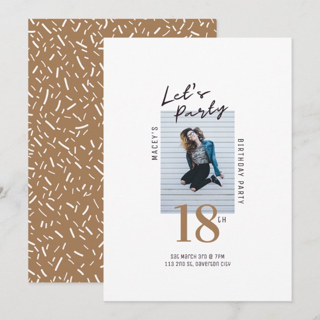 Simple Single Photo 18th Birthday Party Invitation (Front/Back)