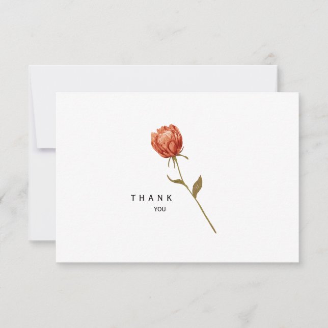 Simple Single Stem Funeral Bereavement Thank You Card (Front)