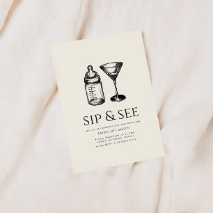 Simple Sip and See Baby Shower Invitation