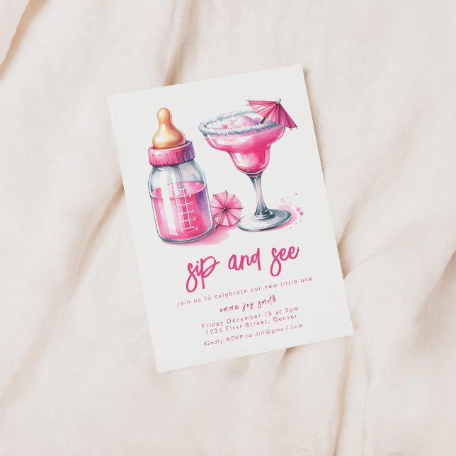 Simple Sip and See Baby Shower Invitation (Creator Uploaded)