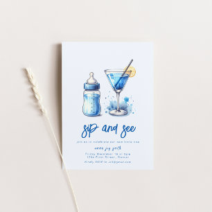 Simple Sip and See Baby Shower Invitation