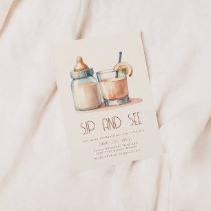 Simple Sip and See Baby Shower Invitation