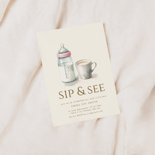 Simple Sip and See Baby Shower Invitation