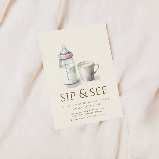 Simple Sip and See Baby Shower Invitation (Creator Uploaded)
