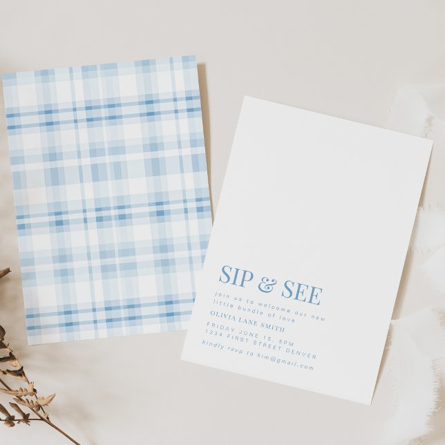 Simple Sip and See Party Invite with Plaid (Creator Uploaded)