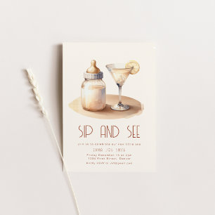 Simple Sip et voir Baby shower Invitation