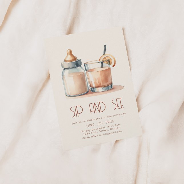 Simple Sip et voir Baby shower Invitation (Créateur téléchargé)