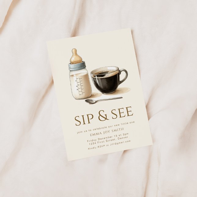 Simple Sip et voir Baby shower Invitation (Créateur téléchargé)