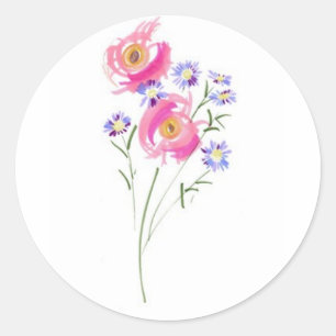 Simple sketchily Drawn Daisies Classic Round Sticker