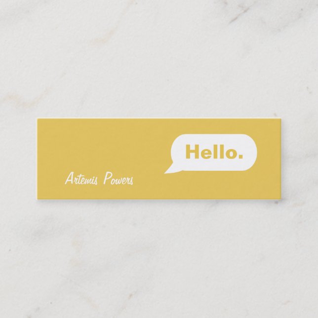 Simple Skinny IM Message Business Card mustard (Front)