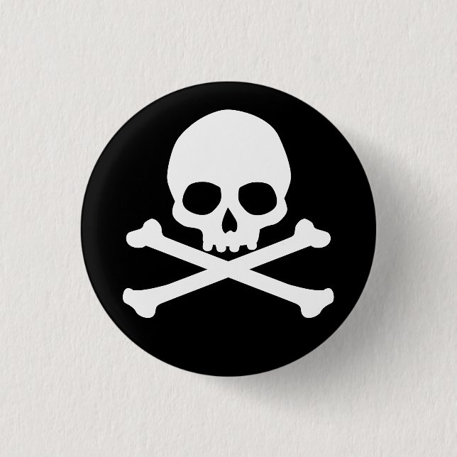 Simple Skull and Crossbones 1 Inch Round Button (Front)
