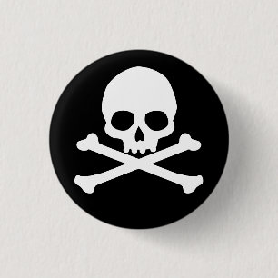 Simple Skull and Crossbones 1 Inch Round Button