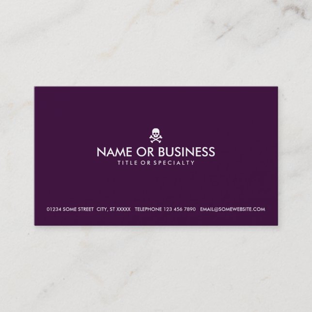 simple skull and crossbones (colour customizable) business card (Front)
