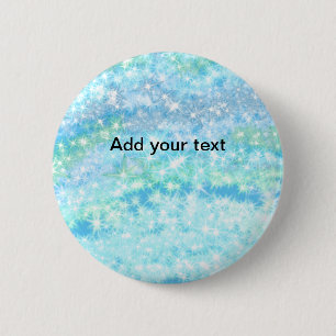 Simple sky blue glitt sparkle stars add your text  2 inch round button