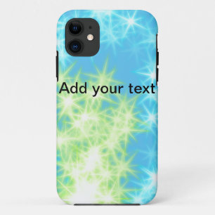 Simple sky blue glitt sparkle stars add your text iPhone 11 case