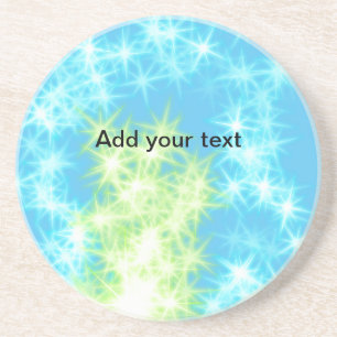 Simple sky blue glitt sparkle stars add your text coaster