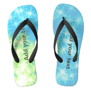 Simple sky blue glitt sparkle stars add your text flip flops