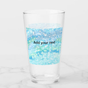 Simple sky blue glitt sparkle stars add your text glass