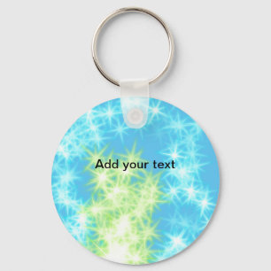 Simple sky blue glitt sparkle stars add your text keychain