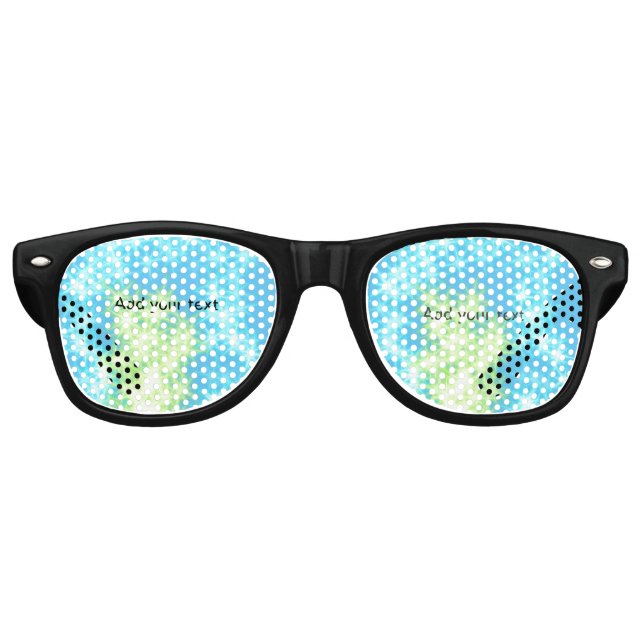 Simple sky blue glitt sparkle stars add your text  retro sunglasses (Front)