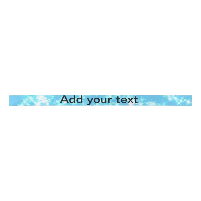 Simple sky blue glitt sparkle stars add your text  satin ribbon (Front)