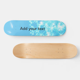Simple sky blue glitt sparkle stars add your text  skateboard