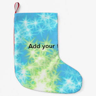 Simple sky blue glitt sparkle stars add your text  small christmas stocking