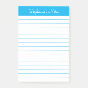 Simple Sky Blue Lined Personalized Post-it Notes