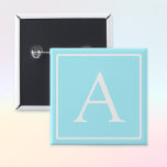 Simple Sky Blue Monogram 2 Inch Square Button<br><div class="desc">Thank you for your purchase!</div>
