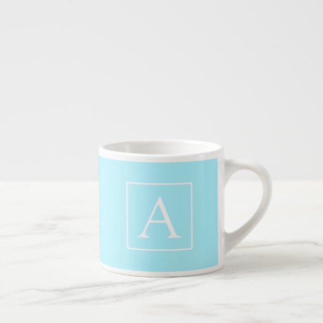 Simple Sky Blue Monogram Espresso Cup (Right)