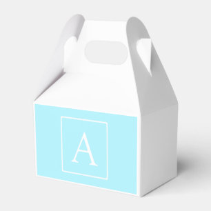 Simple Sky Blue Monogram Favor Box