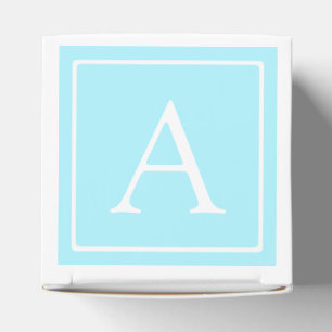 Simple Sky Blue Monogram Favor Box
