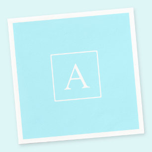 Simple Sky Blue Monogram Napkin