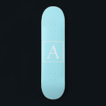 Simple Sky Blue Monogram Skateboard<br><div class="desc">Thank you for your purchase!</div>