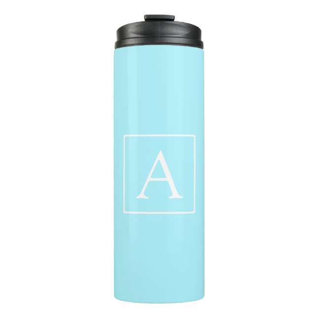 Simple Sky Blue Monogram Thermal Tumbler (Front)