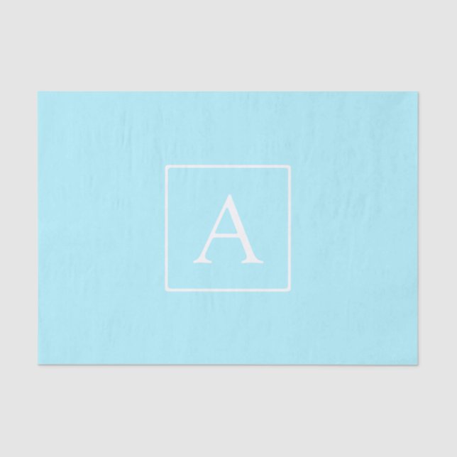 Simple Sky Blue Monogram Tissue Paper (Front)