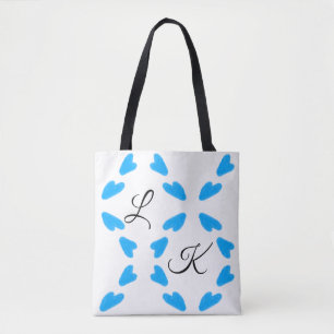 Simple sky blue watercolor add your monogram name tote bag
