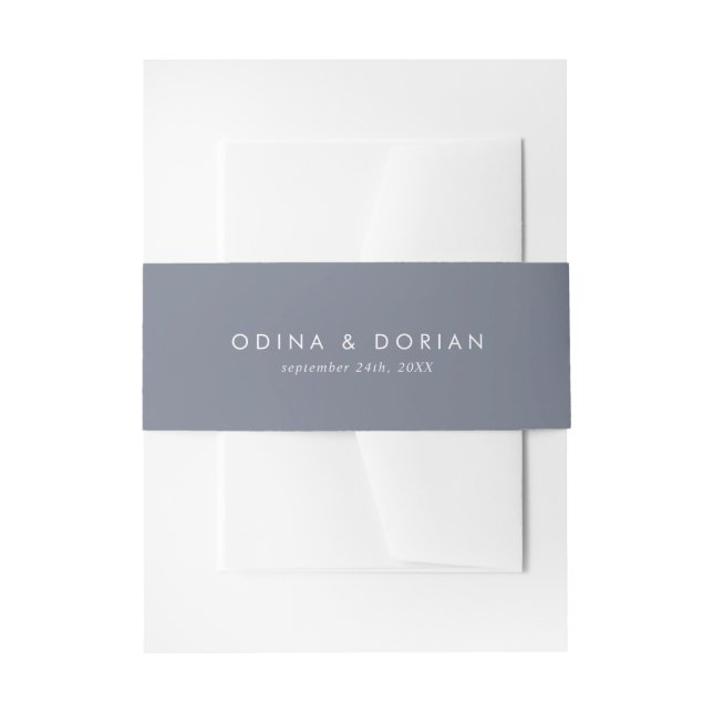 Simple Slate Blue Grey Wedding Belly Band Invitation Belly Band (Front Example)