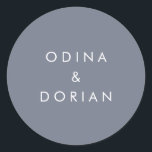 Simple Slate Blue Grey Wedding Envelope Seals<br><div class="desc">These simple slate blue grey wedding envelope seals are perfect for a modern wedding. The minimal boho design features classic white text on a slate blue grey background. Personalize the label with the names of the bride and groom.</div>