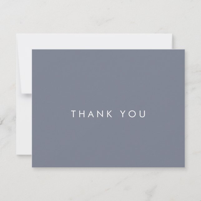 Simple Slate Blue Grey Wedding Thank You Card (Front)
