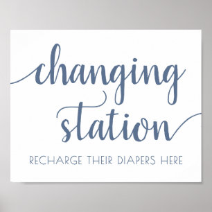 Simple Slate Changing Station Dusty Blue Event Poster