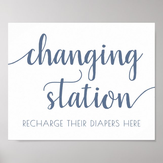 Simple Slate Changing Station | Dusty Blue Event Poster (Front)
