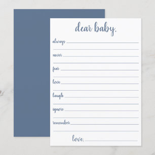 Simple Slate Dear Baby Dusty Blue Keepsake Card
