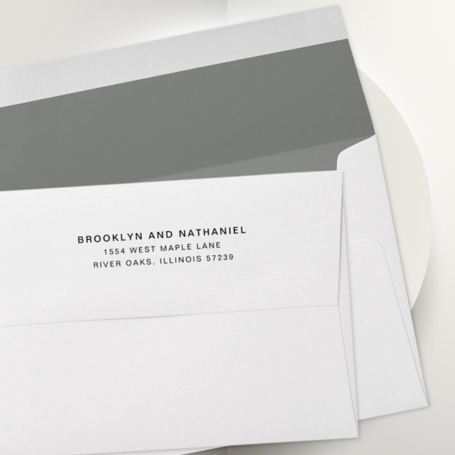 Simple Slate Grey Return Address Lined Envelope (Creator Uploaded)
