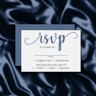 Simple Slate Script   Dusty Blue Entree Choice RSVP Card